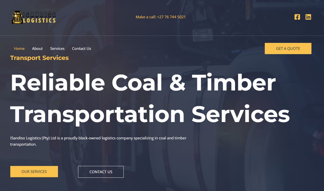 iSandiso Logistics website: Home page