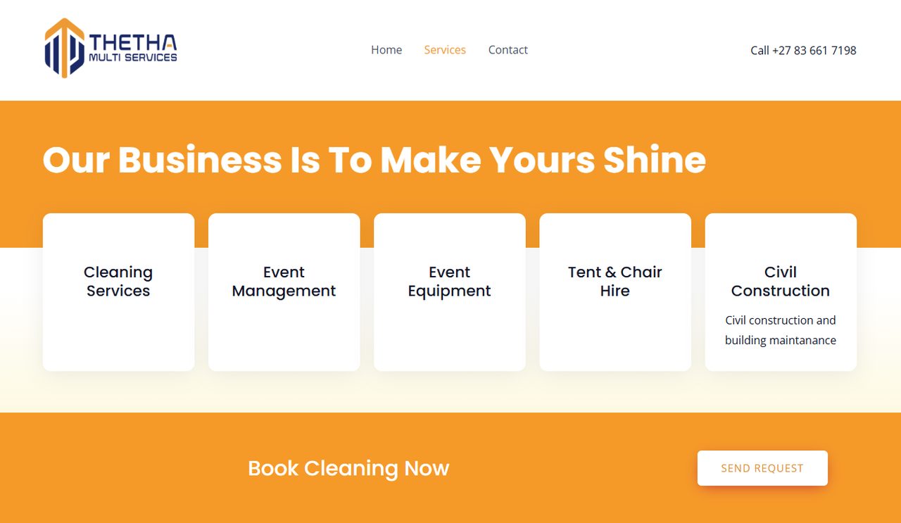 Thetha Multi Services website: Services overview